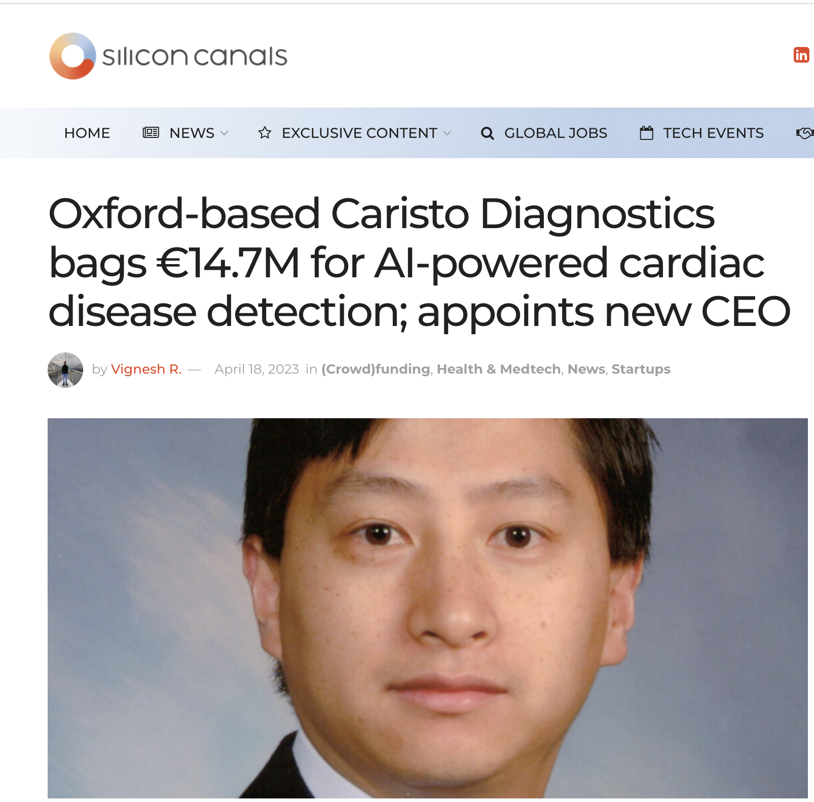 Silicon Canals reports Caristo's Series A announcement